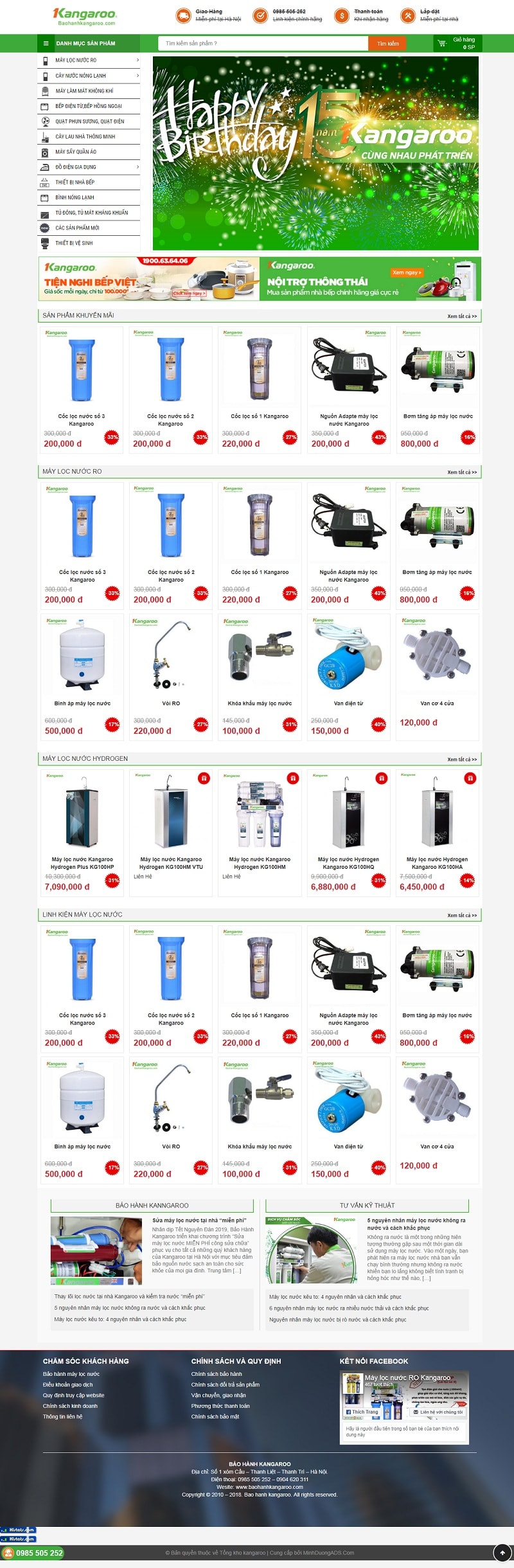 Thiết kế website bán máy lọc nước Kangaroo