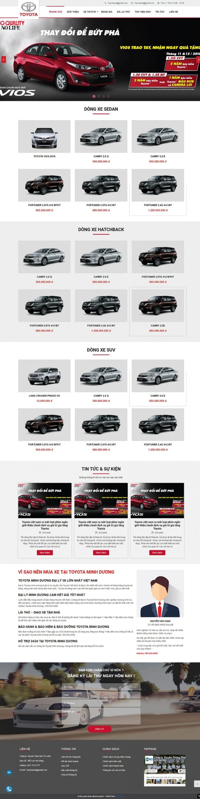 Thiết kế website bán ô tô Toyota chuyên nghiệp giá rẻ
