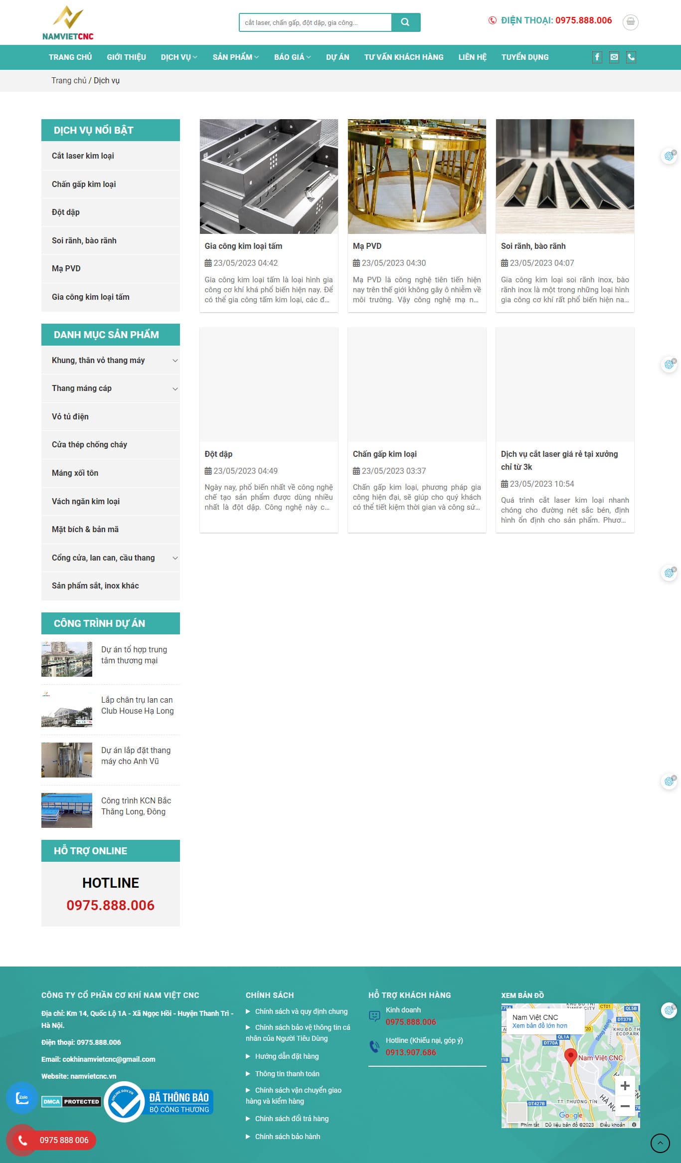 mẫu web dịch vụ Nam Việt CNC