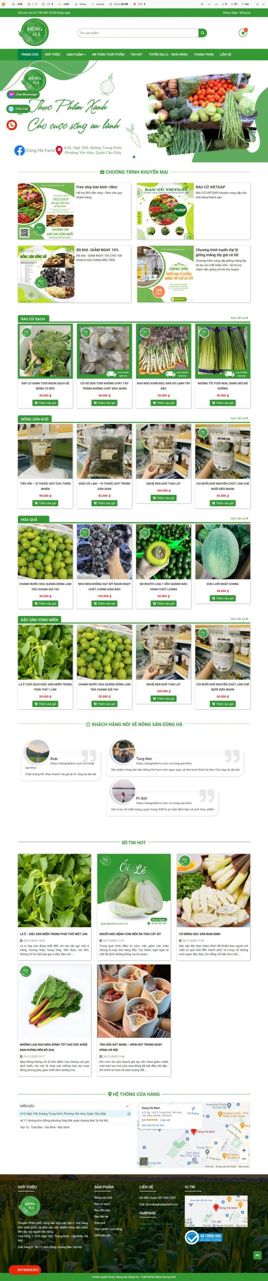 mẫu thiết kế website nông sản dũng hà
