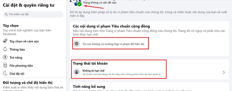 kiểm tra chất lượng tài khoản Facebook fanpage