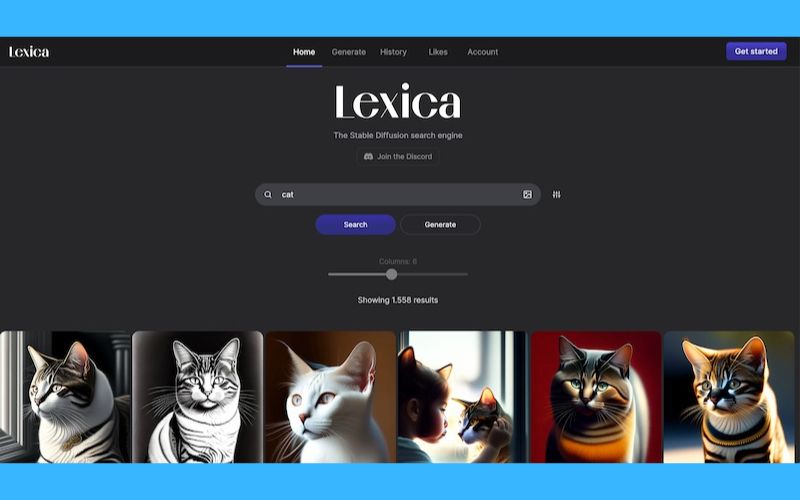 Trang web AI Lexica Art