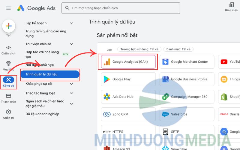 Truy cập phần Liên kết tài khoản