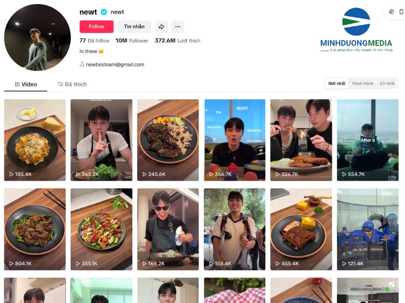 Kênh Tiktok về chủ đề ẩm thực – nấu ăn, review quán ăn