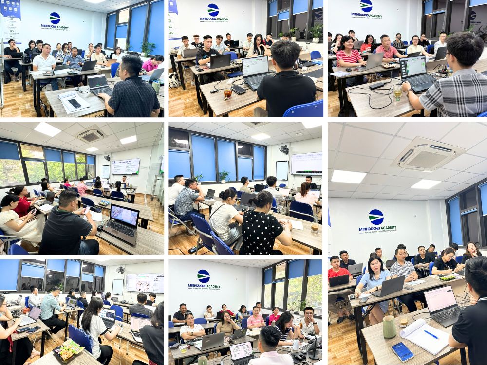 Lớp học khoảng 15 người học trực tiếp tại công ty Agency Marketing