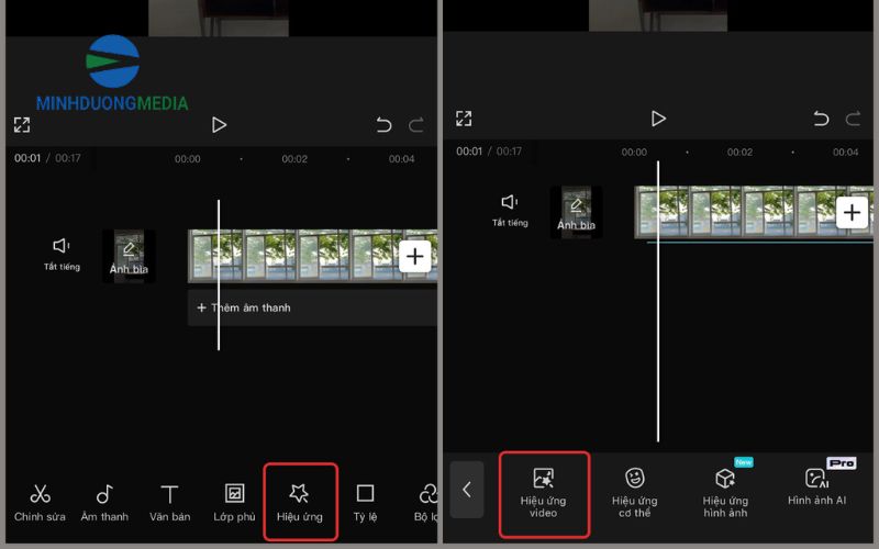 Cách chèn hiệu ứng vào video