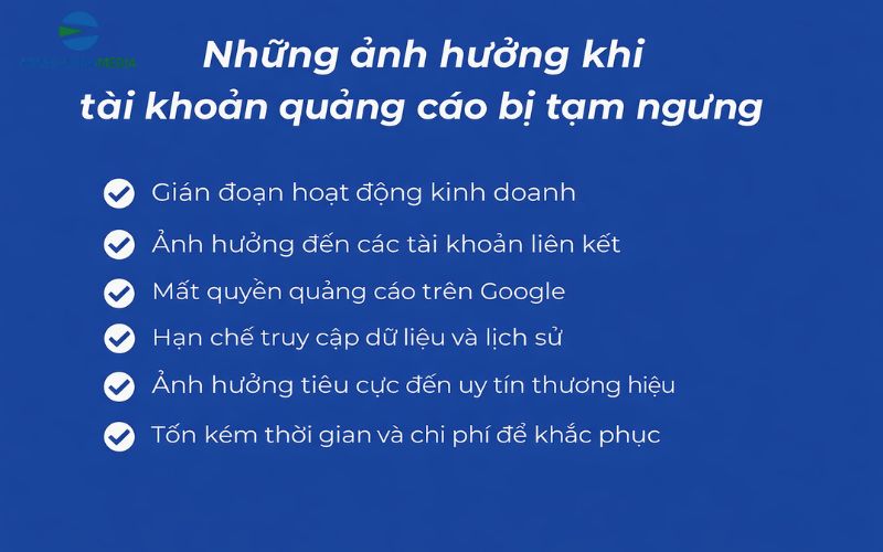 Những ảnh hưởng khi tài khoản google ads bị tạm ngưng