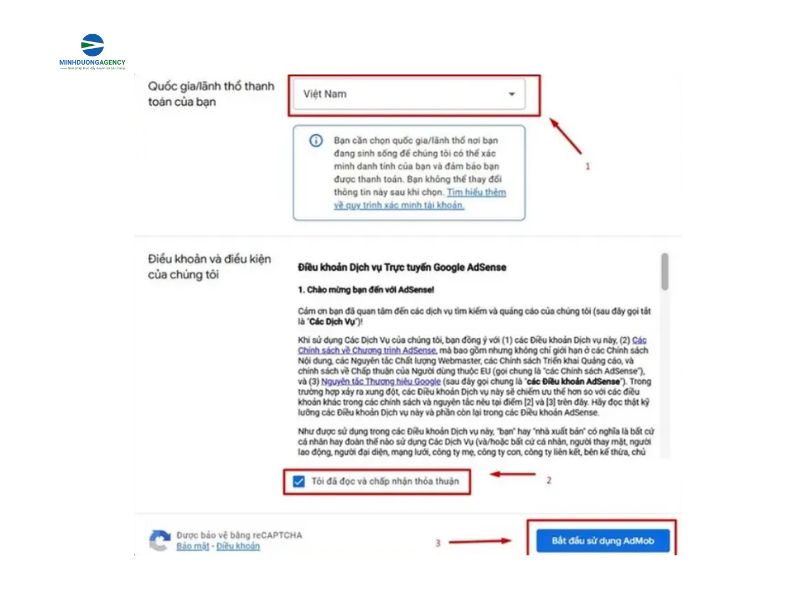Thiết lập thông tin và chấp nhận điều khoản