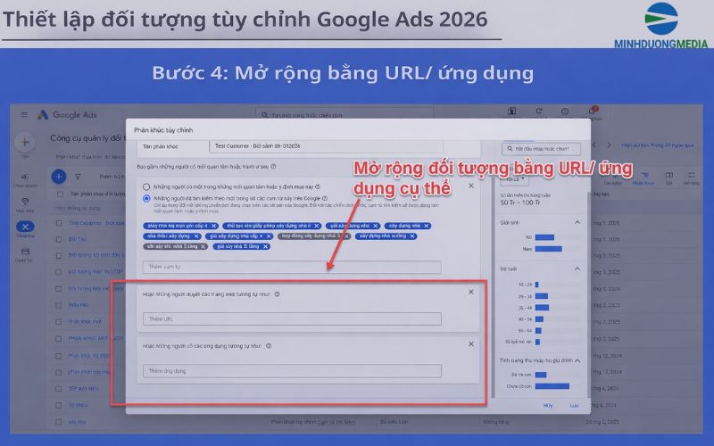 Mở rộng bằng URL/ứng dụng