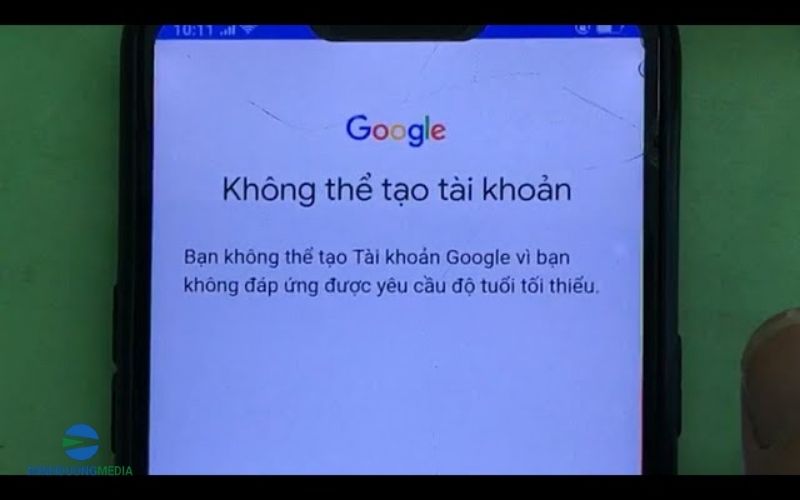 Vi phạm yêu cầu về độ tuổi trong Tài khoản Google